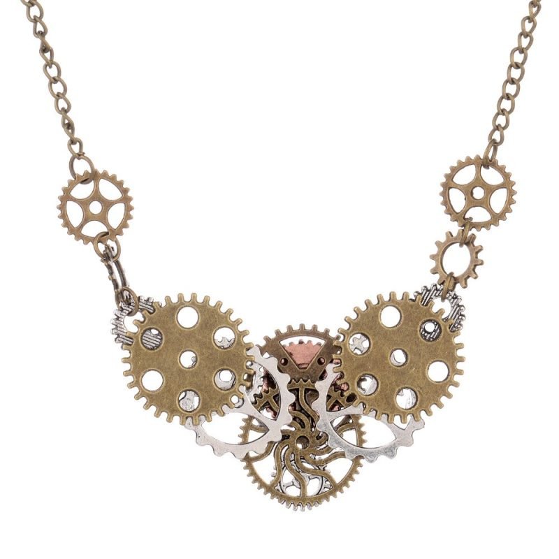 Silver Bronze Copper Gear Steampunk Trend Necklace - Image 3