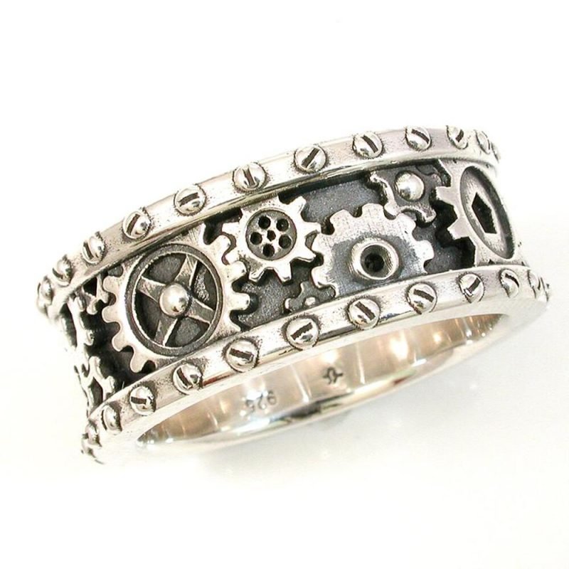 Handmade Gear Engraved Rings - Image 2