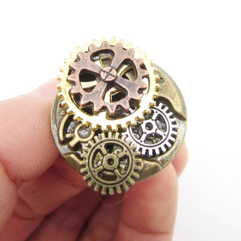 Mixed Gear/Clock Hands/Wings/Butterfly Vintage Steampunk Ring - Image 6